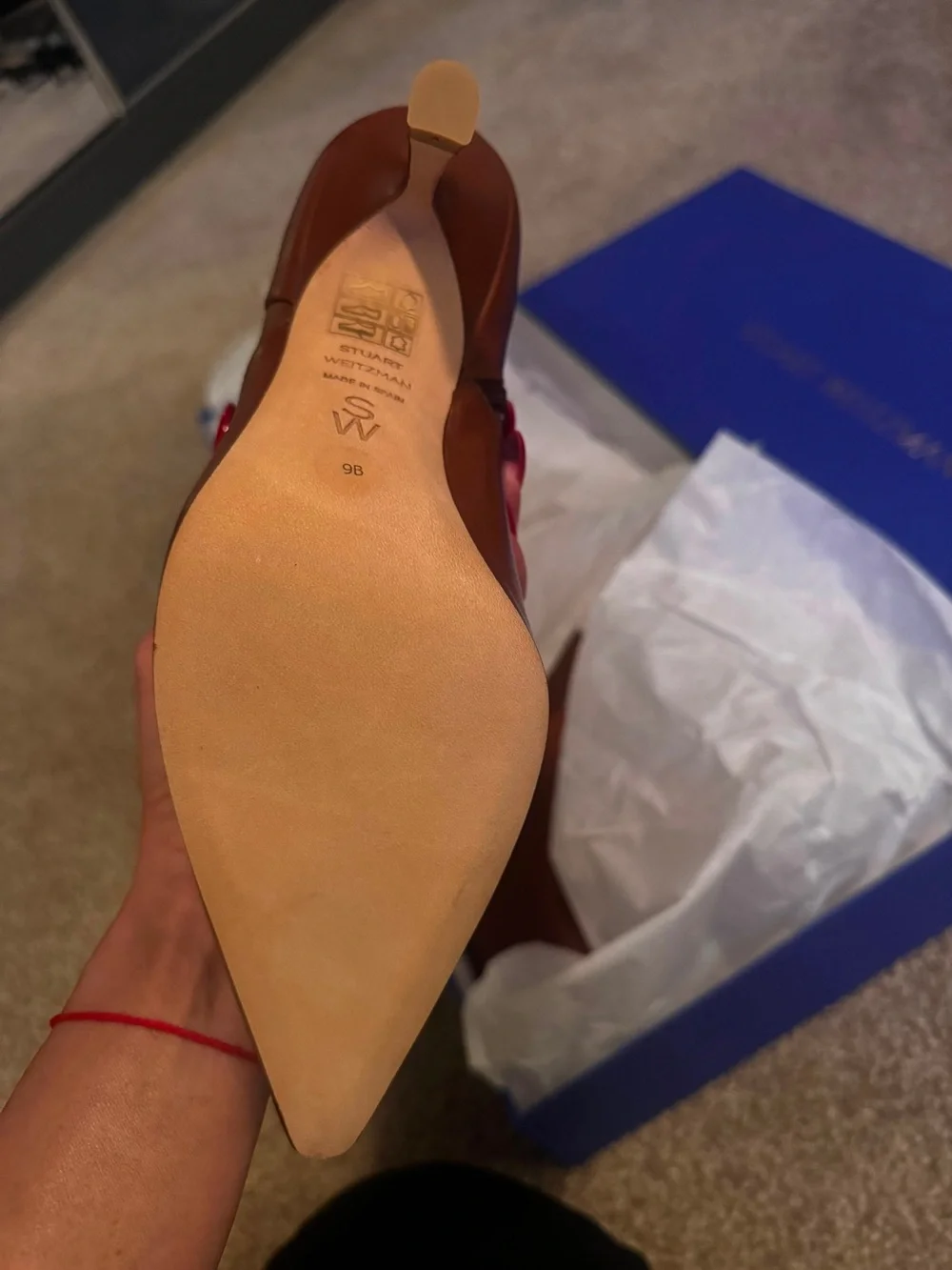 Stuart Weitzman Cognac Over-the-Knee Pointed-Toe Stiletto Boots
